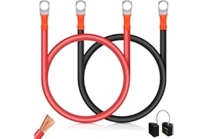 NIUMOWANG 2 Pezzi Cavo del Veicolo,Cavi Batteria Auto,Cavo Batteria Dell'Inverter,Cavo Batteria con Occhielli per Auto,5AWG 16mm² Rosso e Nero,per Auto, Moto.（50cm）