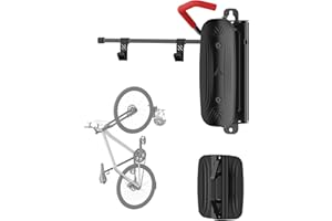 Mimoke Swivel Bicycle Wall Mount - Bicycle Hanger - Vertical Bike Rack- Bicycle Storage for the Garage - MTB & Road Bike (Red with helmet hook)