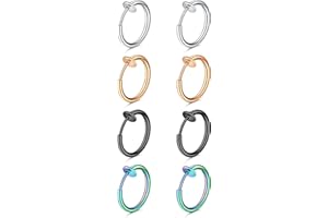 Crdifu Falso Piercing Nariz Labio tabique Anillo Pendiente Clip sin Piercing Acero quirúrgico Falso Ombligo Piercing clicker