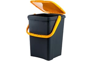 Ecoplast | Pattumiera per Raccolta Differenziata 50 Lt, Bidone Spazzatura in Plastica Riciclata, Giallo, 43x41x54,4, Made in Italy