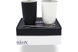 Huniox® 2 X 370ml Tazas de Café con Leche Doble Pared Aislamiento Termico – Tazas te – Taza termica - Vasos para Postres – Tazas Originales Para Regalar – Vasos Metalicos Cerveza (Manhattan)