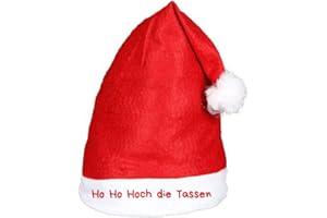 Alsino Witzige Weihnachtsmütze Nikolausmütze mit Spruch Sprüche Lustig - Weihnachtsmann Mütze rot mit Bommel Weihnachtsfeier Xmas Christmas Nikolaus