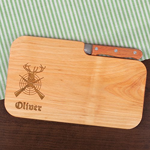 Cera & Toys® Frühstücksbrettchen mit Messer für Jäger mit Gravur - 2