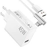 45W Rapido Caricatore USB con 90 gradi Cavo USB C 1M per Xiaomi Pad 7 Redmi Note 14 Pro 5G POCO X7 F7 X6 M6, Caricabatterie rapido Turbo Charge per Redmi Note