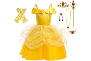 Lito Angels Disfraz Princesa Belle Vestido de la Bella y la Bestia con Accesorios para Bebé y Niñas, Amarillo