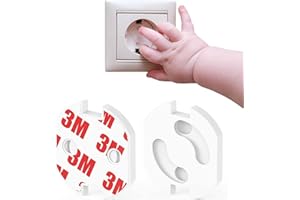 GENÉRICO [20 Units] Children's Safety Socket Protector with 3M Adhesive Twist Mechanism Ideal for Babies and Small Children in Home White Lids Schuko (Plug) European