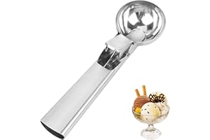 XCRPRT Cuillère à glace en acier inoxydable avec déclencheur pour crème glacée, pâte à biscuits, smoothie, argent