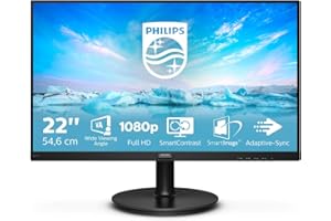 Philips Monitors 221V8/00-22", FHD, 75Hz, VA, Flicker Free, VESA (1920x1080, 200 CD/m², D-Sub, HDMI), Negro