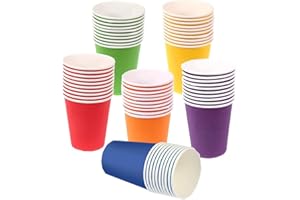 WANGZAIZAI Lot de 60 gobelets en carton de 250 ml multicolores biodégradables jetables pour mariage, enfants DIY, fournitures de fête, café, thé, boissons chaudes et froides, couleur aléatoire