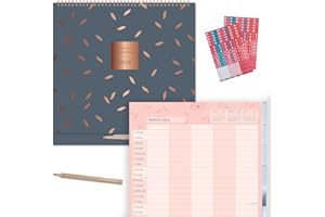 Matilda Myres 2026 Family Calendar – 5 Column Family Wall Calendar – Kitchen Wall Planner 30cm x 30cm – Five Person Month to View Family Wall Planner - Grey