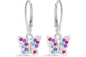 GOLDENE HUFEISEN Boucles d'oreilles papillon en argent 925 véritable pour fille et enfant