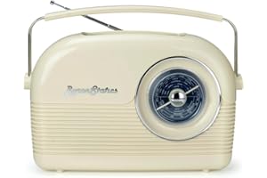 ByronStatics Radio FM Portable Radios, Plug in Wall or Battery Operated Radio for Home & Outdoor, BluetoothSpeaker, Strong Reception, Large Dial Easy to Use, Transistor Antenna, Headphone Jack, Cream