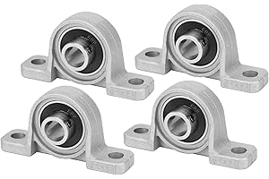HiPicco Pillow Block Bearing, 4Pcs KP000 Flange Mounted Pillow Bearings - Bore 10mm/0.39" ID Self Alignment Zinc Alloy Plummer Block Bearing for Diameter 10mm Linear Shaft Rod