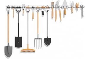 zacurter Garden Tool Storage Rack - Wall Mounted Shed Storage Solutions, Garage Organiser for Garden Tools With Handle,4 Pack Heavy Duty Hooks for Secateurs, Shovels, Rakes, Ladders with 16 Hook