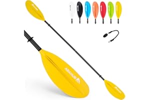 Abahub 230cm Pagaia Kayak Carbonio Doppia Remi Kayak Paddle con Linea di pagaie per Kayak Canottaggio Canoa, Albero in Carbonio, Lama di plastica Nero/Bianco/Blu/Verde/Arancio/Giallo