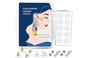 aesdox Parches de soporte para pendientes para orejas caídas, pegatinas transparentes para pendientes pesados, 100 piezas
