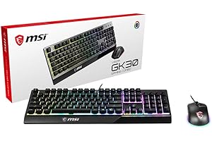 MSI Vigor GK30 Combo – Teclado Gaming RGB 6 Zonas + Ratón GM11 5000 dpi, Diseño Ambidiestro, Conexión USB 2.0