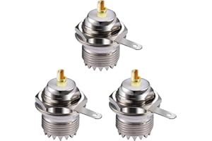 Vecys 3PCS Connecteurs de Cloison SO239 UHF Femelle SO-239 Ecrou Passe Cloison Poignée Clip de Pont Coupelle à Souder Montage sur Panneau Connecteur Droit Adaptateur Coaxial