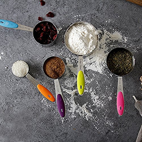 Estwell 10er Set Edelstahl Messbecher Messlöffel mit dem Silikon Griff für Küche Kochen Backen - 7
