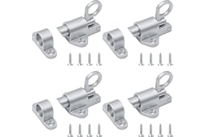 UTMACH 4 Pezzi Chiavistello a Molla Automatica Serratura della Porta Piccolo Chiavistello in Alluminio Argentato Molla con 16 Viti Chiavistello per Porta,Finestre,Ante di Armadi