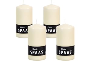 HOME DECO LONDON Spaas Ivory Unscented Pillar Candle Pack of 4 (60/100mm - Pack of 4)