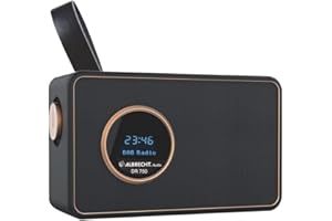 Albrecht DR 750 Radio Digitale Portatile DAB+ / FM con RDS per Musica in Streaming da Cellulare con Batteria Ricaricabile Integrata o Adattatore da Parete, Potenza Audio 2.5W, 95 x 213 x 128 mm, 890 g
