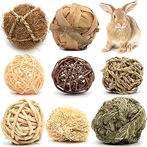 Youngever 8 Pack Small Animal Activity Toys, Assorted Rabbit Balls, Chewable Teething Activity Toys for Bunny, Rabbit, Hamster, Guinea Pig