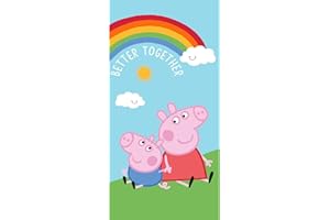JERRY FABRICS AC-Déco Świnka Peppa - Tęczowy bawełniany ręcznik plażowy - Wielokolorowy - 70 x 140 cm
