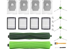 MYAYD Accessoires de rechange pour iRobot Roomba i7/i7+/i3+/i4+/i6+/i8+/j7+, lot de 20 pièces de rechange comprenant 2 brosses principales, 4 filtres HEPA, 4 sacs d'aspirateur, 4 brosses latérales, 1