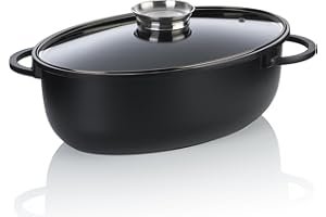 kela Teglia ovale 8 litri ATURA, Dutch Oven, teglia in ghisa con coperchio per induzione, ghisa di alluminio con rivestimento ceramico, senza PFAS