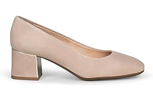 miMaO. Zapatos Elegantes de Piel de Ante con Detalle Metalizado en el tacón Ancho. Hechos en España