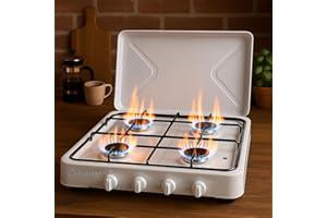 ‎KOCHMANN GERMANY Gaskochfeld in elegantem Weiß – 4 Flammig Kochfeld für stilvolles Kochen