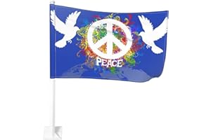 MEMOPJIAJIA Autofahne Frieden Taube Flagge Frieden Freiheit Autofenster Flagge(ohne Halterung) Flagge mit Peace and Love Friedenstaube Autofahne Auto Klein Peace Flagge 45x30cm 1 Piece Peace Fahne Frieden