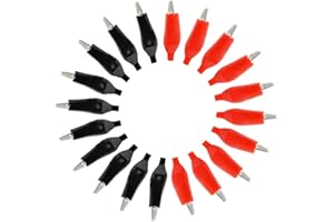 Akozon Lot De 20 Pinces De Test De Sécurité En Alligator En Métal De 35 Mm, Pinces Électriques, Noir Et Rouge