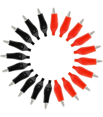 4 Morsetti A Coccodrillo Da 20 A Completamente Isolati, Con Presa Banana Da 4 Mm, Per Test Elettrici Auto E Batterie, Nero+rosso - 4