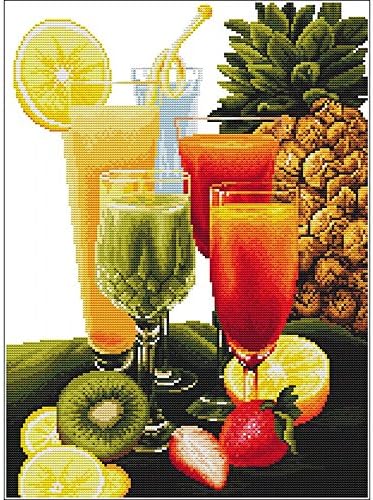 5D Fruit Juice Pattern Full Drill Diamond Painting By Number DIY Needlework Diamond Painting Cross Stitch Crystal Diamond Picture Home Decor Wall Art Home Craft