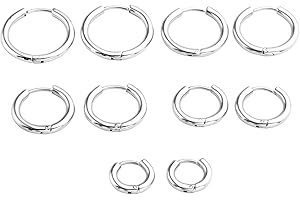 JSDDE Lot de 2 boucles d'oreilles créoles en acier chirurgical 8-16 mm Argenté