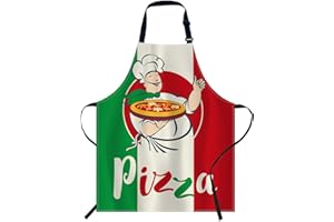 Smooffly Italian Flag Pizza Chef Apron - Unisex Adjustable Bib Apron for Home Kitchen, Restaurant, Coffee House
