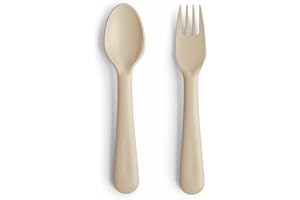 Mushie Set de fourchette et cuillère pour enfants | Couverts de table réutilisables | Résistants au lave-vaisselle et au micro-ondes | Fabriqué au Danemark | Vanilla