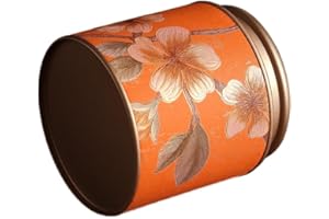 GENERIC Empty Tea Tin, Vintage Metal Tinplate Tea Elegant Jar Storage Container for Coffee Herb Candy Chocolate Sugar Spices(Orange-S)