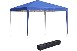 Outsunny 3 x 3M Garden Pop Up Gazebo Height Adjustable Marquee Party Tent Wedding Canopy with Carrying Bag, Blue