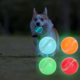 QKURT 4 Lighted Balls for Dogs, Luminous Rubber Toy for Dogs, Luminous Rubber Toy Balls for Pet, Durable Dog Chew Balls, Inte