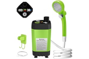 Aomiun Portable Camping Shower, 6000mAh/7800mAh/9000mAh Camping Shower Pump with Intelligent Digital Display IPX7 Waterproof for Camp, Hiking, Car Washing, Pet Bath