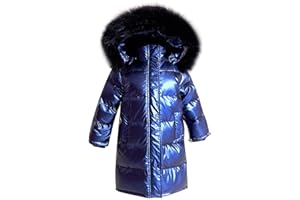 linboo Fille Manteau Longue Doudoune Chaud Veste Enfant Hiver Epais Blouson à Capuche Fourrure Matelassé Parka Lumineux