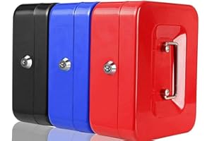 ACCURATE Money Box Tin Steel Cash Safe Box Petty Cash Tin with Lock 2 Keys - Assorted color (6 INCH)