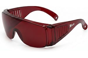 UVtech SLEEP-1 Mörka röda glasögon med 100% blåljusfilter och grönljusfilter - För att lindra migrän - Datorskärmsglasögon - Blåljusblockering - Unisex