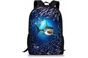 Showudesigns Blue Animal Shark Backpack for Primary Boys Girls Ocean Bookbags Kids Rucksack School Bags for Teenage Small Travel Pack Bag