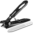 VANWIN Toe Nail Clippers with Catcher, No Splash 15mm Wide Jaw Opening Large Toenail Clippers for Thick Nails, Ultra Sharp Heavy Duty Fingernail Clipper Nail Cutter for Men, Women, Seniors Black