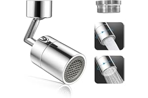 QEIHITYO Aeratore Rubinetto,Può Essere Ruotato di 720 Gradi Rompigetto Rubinetto Cucina,2 Modelli di Flusso Dell'acqua,4 Strati di Filtraggio a Rete Aeratore Rubinetto Cucina, Argento
