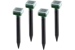 NAKAICUN Solare Repellente per Talpe Ultrasuoni 4 Pezzi,Ultrasuoni per Anti Talpa con IP65 Impermeabile, Ultrasuoni per Talpe da Esterno per Giardino，Scaccia TaIpe，Anti Talpe Solare Repellente (Nero)